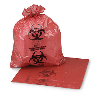 Biohazardous Waste Bag, 25" x 34" Red, 1.2 mil, 250/cs